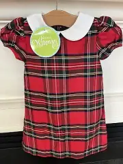 NWT Classic Whimsy A Line Dress 3 Red Green Plaid White Collar Christmas Holiday