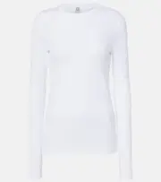 [Toteme] Toteme Ribbed-knit cotton-blend jersey top AU 12 white