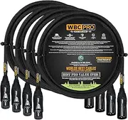 4 Units - 2 Foot - WBC-PRO-QUAD Ultra-Silent Ultra-Flexible Balanced Star-Quad Cable with Neutrik Male & Female XLR Plugs & Black Tweed Jacket