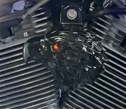 Harley Horn Cover Bald Eagle Gloss Black with Red LED eye EAG-GBL-R