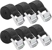 6Pcs Ratchet Tie Down Straps, 0.5m x 25mm Heavy Duty Lashing Straps, Adjustable Black Bike Rack Straps Tensioning Belts with Quick Release Cam Bukle for Vans, Motorcycle, Trucks,Trailer, Luggage