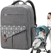Ynnhik Diaper Backpack for Mom - Mommy Two Layer Backpack Diaper Bag | Large Capacity Waterproof Travel Tote with Multi-Function Charging Port Port, Grey, Se référer au descriptif