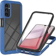 For Samsung Galaxy A14 Case Built-in Screen Protector 360 Degree Full Body Shockproof Protection Cover Bumper Transparent Back Phone Case Shockproof Slim Fit Cover for Samsung Galaxy A14 4G/5G Blue