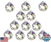 12 Pcs Crystal Ball Prism Suncatcher Rainbow Pendants Maker, 30mm Clear Glass