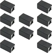 Maixbomr RJ45 Cat6 Coupler Ethernet Extender Connector, RJ45 Female to Female cat6 cat5e cat5 Ethernet Adapter (10 Pack - Black)