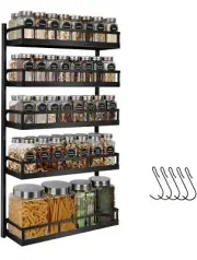 X-cosrack Wall Mount Spice Rack Organizer 5 Tier Height-Adjustable