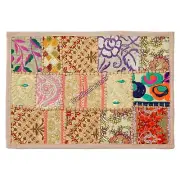 Floral Mat Patchwork Embroidery Placemat Living Room Table Coaster Mat Kids Room