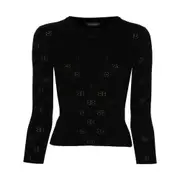[Balenciaga] Balenciaga BB-pattern Open-knit Jumper S BLACK