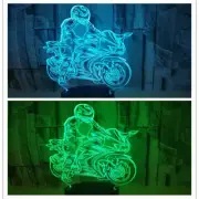 Cool 3D Motorcycle Night Light 7 Color LED Desk Lamp Touch Room Decor Gift a