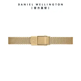 Daniel Wellington 手錶 Quadro Mini 15.4x18.2ｍｍ 方糖系列編織小方錶-樹莓黑錶盤-兩色任選(DW00100647 DW00100652)/ 香檳金