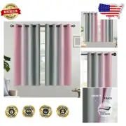 Grommet Top Ombre Blackout Curtains - Soft Fabric & Noise Reduction, 52x54 in