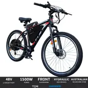 TDR 27.5 Inch Electric Mountain Bike 1500W Rear Motor 48V 20A LG Battery Alloy Frame Hydraulic Disc Brakes Shimano Freewheel LCD Display PAS Sensor Twist Throttle Ebike