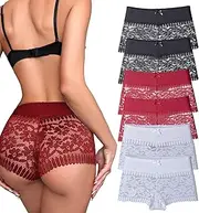 Hialegion Unterhosen Damen Spitze Sexy Unterwäsche für Frau Weiche und Bequem Slip Damen Brazilian Boxershorts Hipster Damen Schlüpfer Große Größen Damen Mehrpack 6 Stück S-4XL