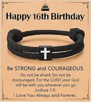 [UNGENT THEM] Cross Bracelet Happy 8-16th Birthday Gifts for Him Son Grandson Nephew