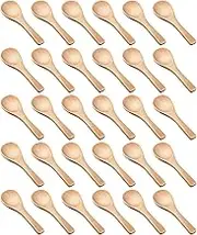 Veulrn 150 Pieces Small Wooden Spoons Mini Nature Wooden Spoons Mini Tasting Spoons Condiments Salt Spoons(Natural Wood Color)