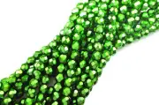 100 Green Sparkle Faceted Round Glass Beads 4MM