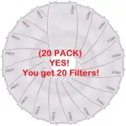 (20 PACK) PM2.5 Filter, 5 Layer Activated Carbon Protection Replacement Filters