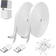 2 Pack 25FT Power Extension Cable Compatible with WYZE Cam Pan V3, USB to 90