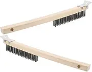 Garneck 2pcs Pizza Brush Wire Brush Small Wire Cleaning Brush Scrub Brush Wire Brush for Angle Grinder Scraper for Cleaning Scratch Brushes Small Cleaning Brushes Hand Brush Beige Wood