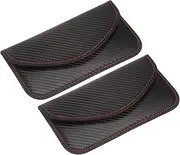 uxcell 2Pcs Faraday Bag, RFID Signal Blocking Pouch Carbon Fiber Anti-Tracking Anti-Theft Anti-Spying for Phone and Key Fob, Black