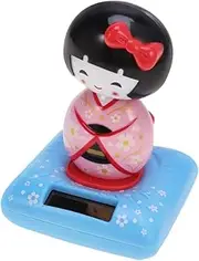 NOLITOY Kimono Solar bobblehead Solar Dancing Toys Solar Powered Dancing Doll Asian Geisha Dolls car Dancing Toys Solar Figures Halloween Solar Heads Shaking Toy Movable Child Dining Table