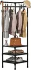 Freestanding Hall Tree 4-in-1 Coat Rack Shoe Bench Industrial Coat Rack