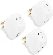 3PCS Double Power Outlet Extender, 2 Way Socket Extension, 1-to-2 Grounded Outlet Extender, Plug Adaptor, 10 Amp, 3000 Watt, 250 Volt for Home/Office, White