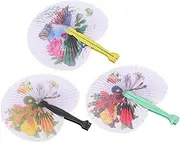3Pcs Chinese Style Antique Folding Fans Handheld Paper Fans for Traditional Events Parties and Decor Elegant Hand Fan