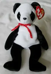 TY Beanie Baby Fortune Panda Bear Red Tie Retired 1998 Mint with Tag Chinese