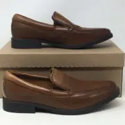 Clarks Collection Mens Tilden Free Loafer Dress Shoes Brown Leather Solid 8W New