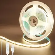 [Clearhill] 5V USB COB LED Strip Lights with Switch,6.56FT/2M,Natural White 4000K,320LEDs/M,8mm Width,Not Waterproof IP20,1M USB Cable,for DIY Home Indoor Decoration