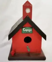 NEW Wood BIRD HOUSE SCHOOL Country Rustic Primitive w/Hydrant & Clock Tower