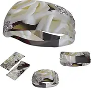 [QMNEHJ] Sports Headband for Men Women Moisture Wicking Athletic Sweatband White Silk Rose Wedding Flowers Workout Sweat Bands Non Slip Headbands Stretchy Hairband for Running Cycling Football Yoga