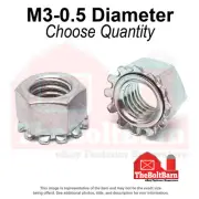 M3-0.5 Class 8 Hex K-Lock Nuts Zinc Clear Coarse Thread (Pick Quantity)
