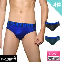 在飛比找momo購物網優惠-【PLAYBOY】3+1件組 LOGO織帶極度速乾氣網緞彩三