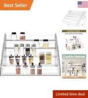 Acrylic Spice Rack Organizer - Tiered Shelf for Kitchen Pantry Countertop