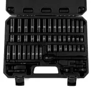 50-Piece 3/8" Drive Socket Set, SAE (5/16"-3/4") & Metric (8mm-22mm), Deep & ...