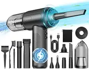 FORETOO Compressed Air Vacuum,4 in 1 Air Duster Computer Mini Vacuum Cleaner, 160000RPM Brushless Motor Cordless Handheld Vacuum, Canned Air Spray Portable Car Vacuum Keyboard Cleaner