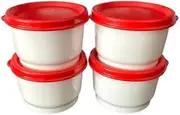 [Tupperware] Snack Cup White Container with Red Seal 4oz / 120ml Set of 4