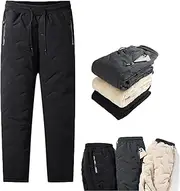 [RWRAPS] Unisex Lambswool Fleece-Lined Joggers,Winter Warm Waterproof Thick Track Pants Thermal Fleece Jogger (XL,Black-a)