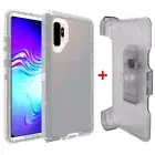 For Samsung Galaxy Note 10 Defender Clear Case (Clip Fits Otterbox) Gray