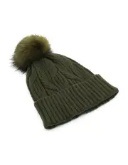 [Morgan & Taylor] Miranda Cable Knit Beanie in Khaki Green