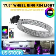 4X 17.5'' Double Side Row LED Wheel Ring Lights Bluetooth Color RGB Rim Lights