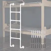 Wall Mounted Metal Step Ladders - 39"/49"/51"/55"/59"/65" White Wrought Iron Bunk Bed Ladder Multi-Purpose Loft Straight Ladders with Mounting Fittings，Loads 330lb(100cm/39in)