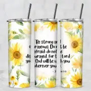 Be Strong and Courageous Joshua 1:9 Bible Verse 20 Oz Metal Tumbler w/Lid Straw