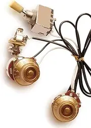 [LAMSAM] Prewired Wiring Harness 1 Tone 1 Volume for Epiphone Les Paul Style Guitar Equipped 2 Humbucker Pickups, Toggle Switch Potentiometer Orange Capacitor Multi-Contact Output Jack Included (Cream)
