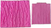 Tree Bark Wood Grain Silicone Mold - Texture Fondant Impression Lace Mat for Cake Decoration, Resin, Clay - 2pcs Barn Stamp