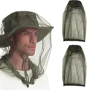 Hat with Mosquito Net, Mosquito Net Hat, Mosquito Head Net, Fly Net for Face, Mice Hat Head Net, Anti-Bug Bee Bug, Insect, Beekeeper Protective Hat, Fly Mask Cap Hat, Mesh Face Protection, Green, One