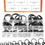 48 Pcs 8 Sizes Hose Clamps Ratcheting Assortment Kit Heavy Duty Speedy Double Snap Grip Nylon Plastic Adjustable Fuel Line Clamp for Plumbing, Automotive and Mechanical Application (Black)