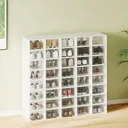Ufurniture Shoe Box 40-Pack, Stackable Transparent Shoe Containers for Bedroom, Living, Wardrobe, Saving Space(33 * 23 * 14cm) Additional 1* Bag